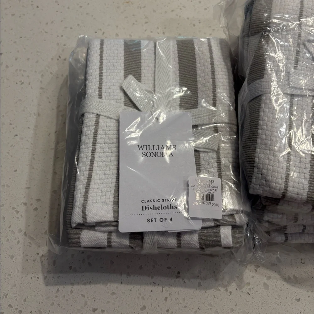 Williams Sonoma Classic Stripe Dishcloths - White & Gray (Set of 4)